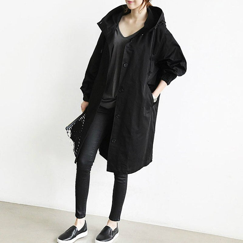 ISABELLA - Gabardina larga con capucha y cuello alto para mujer