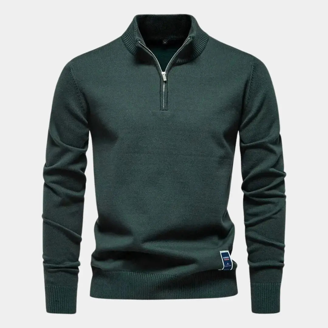 LUCAS - Jersey slim fit para hombre con media cremallera