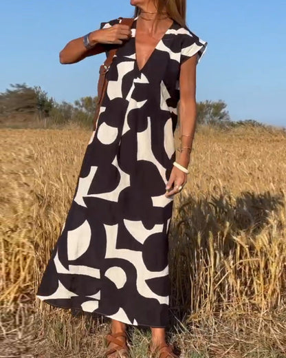 Vestido estampado con escote en V y corte fluido – LYSÉA