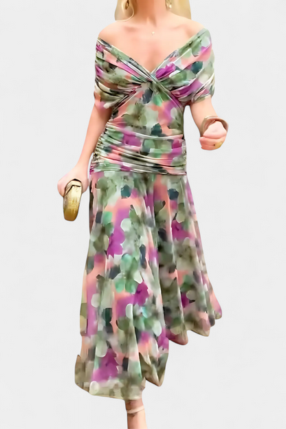 Amarilla – Vestido maxi con escote en V para mujer