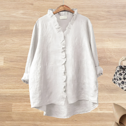 Blusa fluida con cuello de volantes para mujer – LYANA