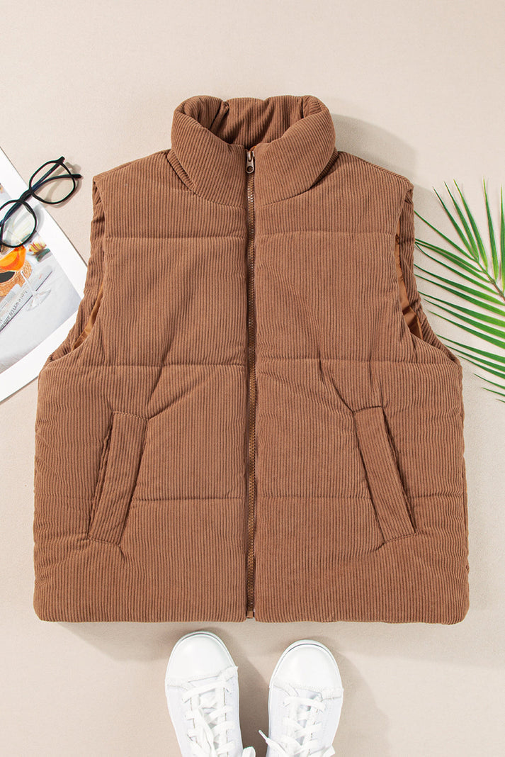 GIADA – Chaleco acolchado de pana con cremallera para mujer
