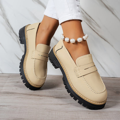 Elegantes y cómodos mocasines de mujer con diseño retro y suela gruesa – VIVIANA