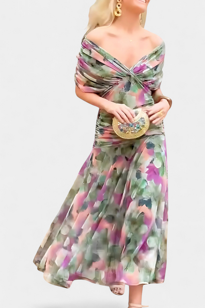 Amarilla – Vestido maxi con escote en V para mujer
