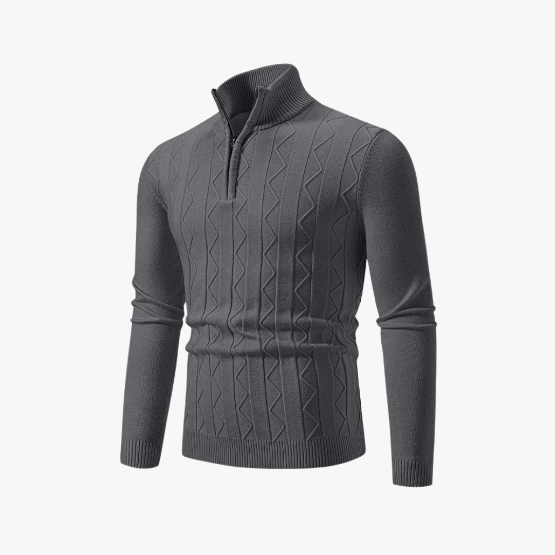 Jersey de punto con media cremallera y estilo casual elegante – EDRIAN