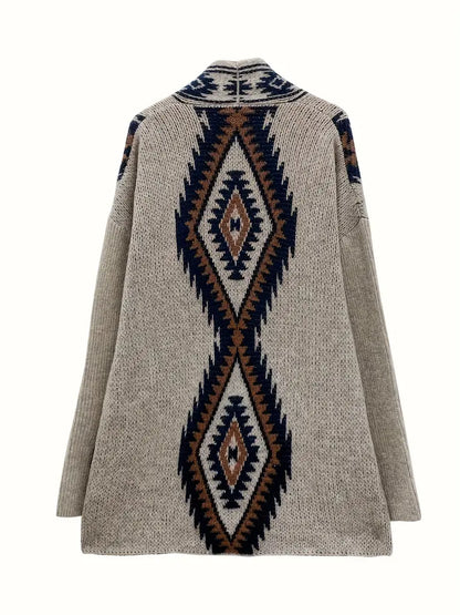 MAYA - Cárdigan de punto con estampado étnico para mujer