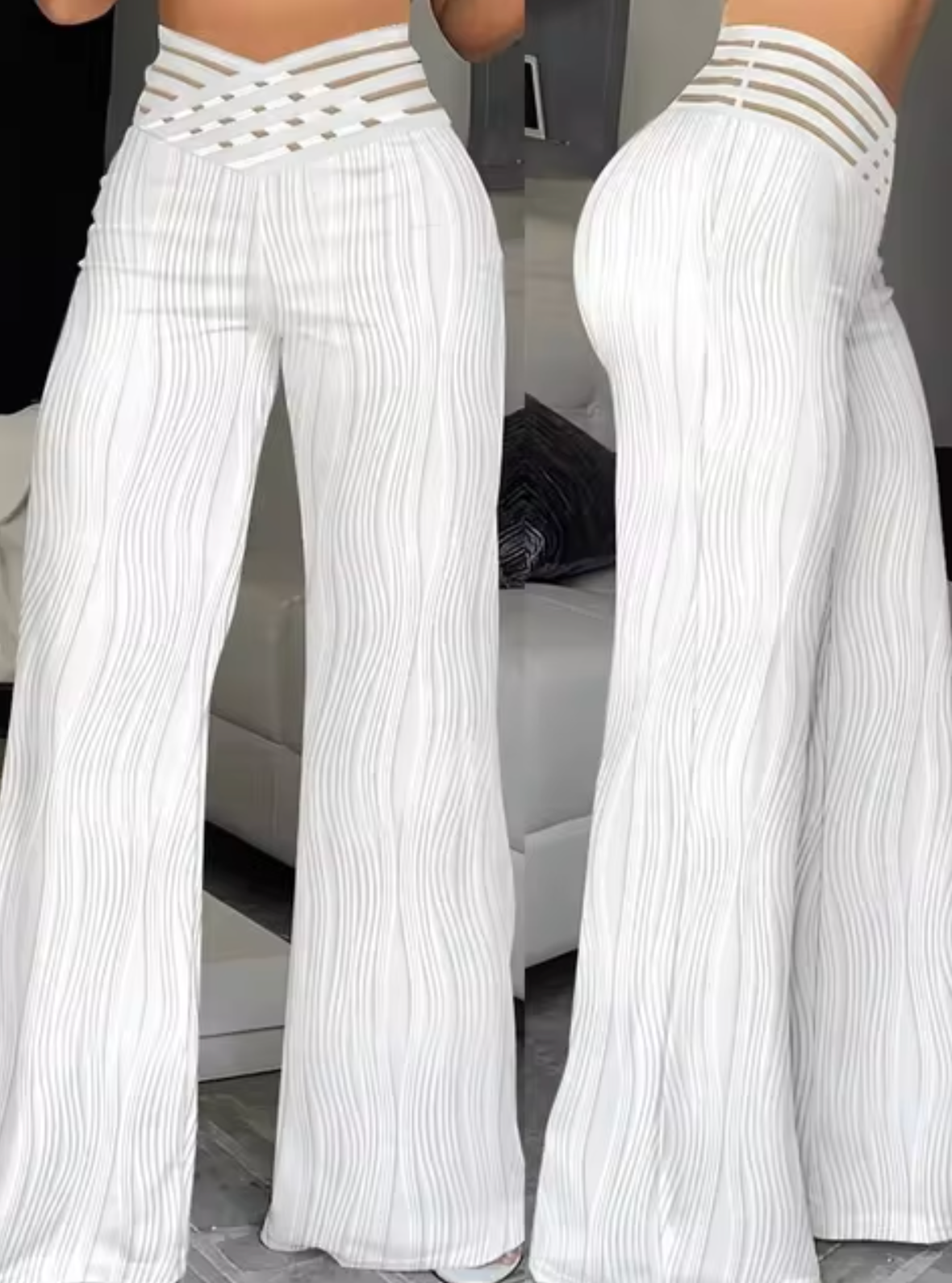 NIA - Pantalón de campana elegante con cintura alta para mujer