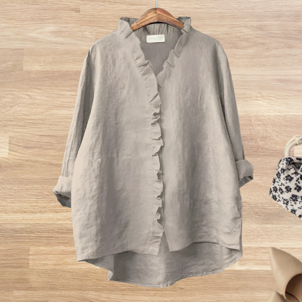 Blusa fluida con cuello de volantes para mujer – LYANA