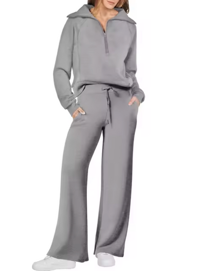 LEA - Conjunto de sudadera con cuello y pantalón para mujer