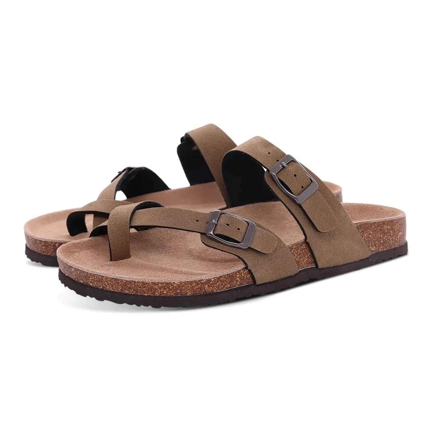 Sandalias de verano con punta abierta y doble hebilla – Calyssa