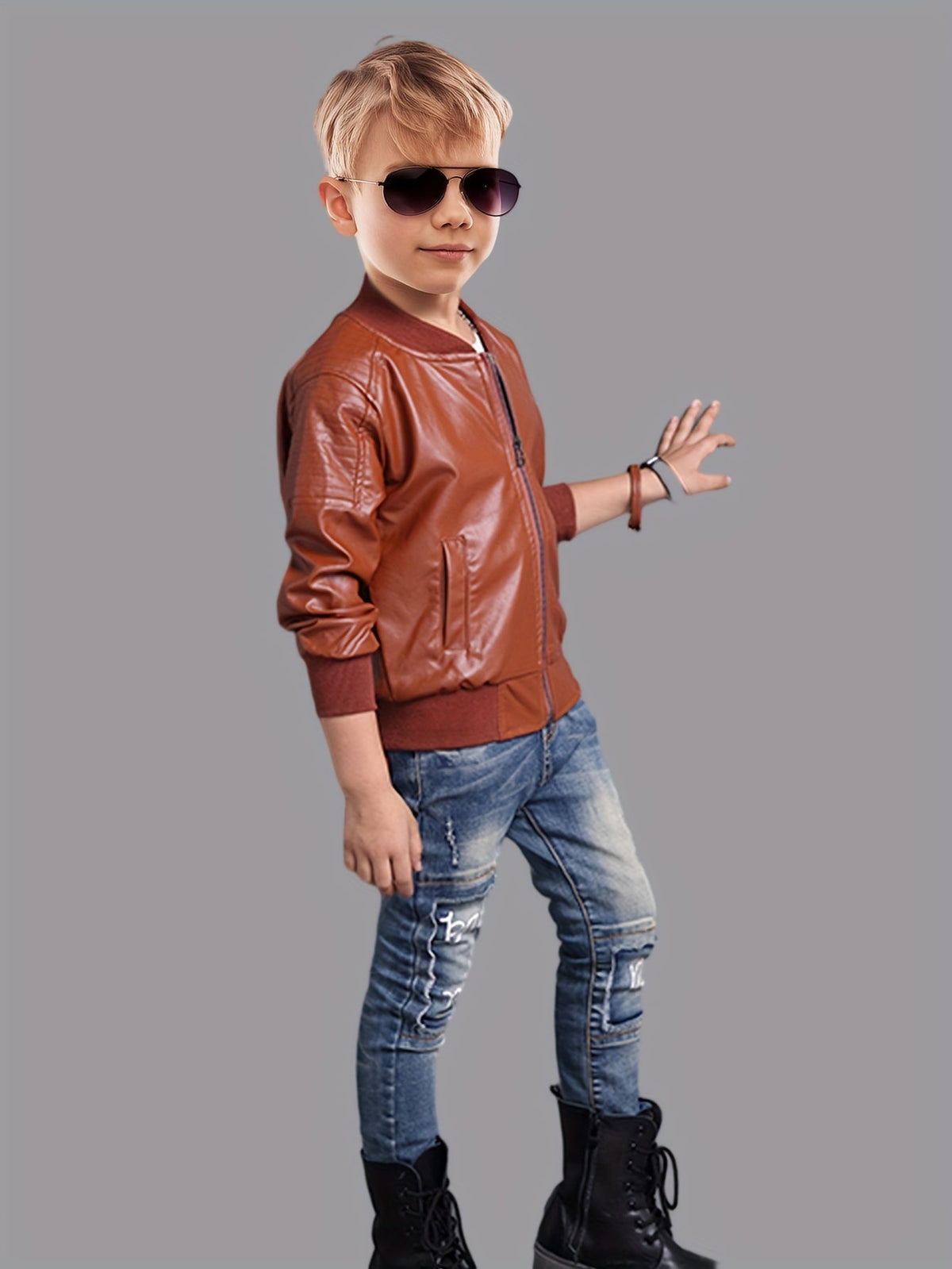 RAFFY - Chaqueta con cremallera y cuello alto para niños