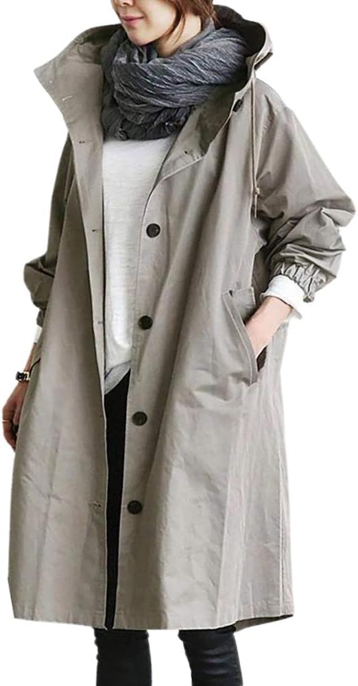ISABELLA - Gabardina larga con capucha y cuello alto para mujer