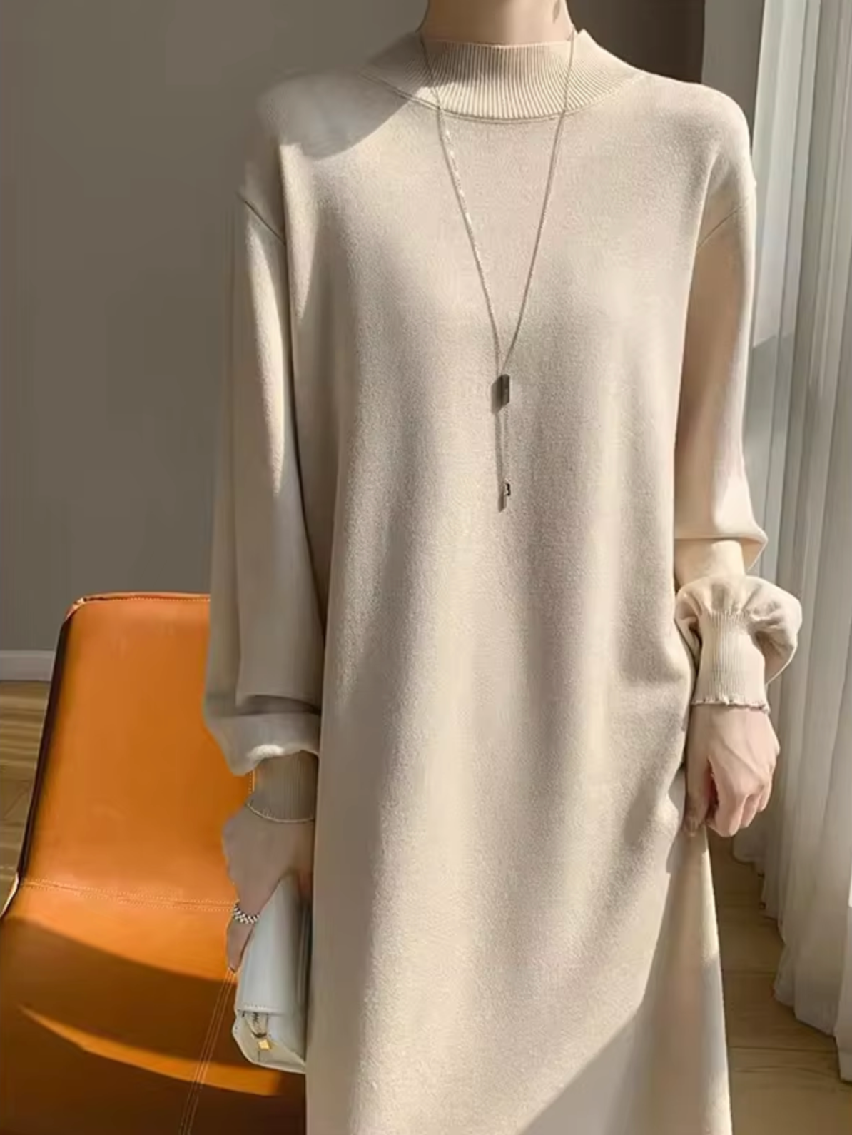 NORA - Vestido suéter de punto estilo casual para mujer