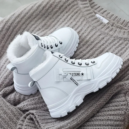 MAREN - Botines de invierno con estampado de letras y punta redonda para mujer