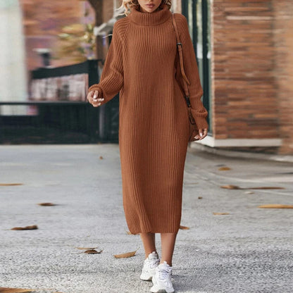 Vestido maxi tipo sudadera con cuello alto para mujer – MAELYA
