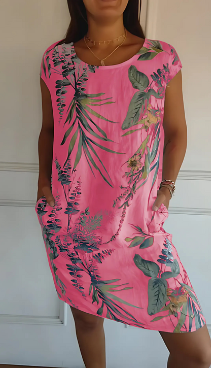Vestido cómodo de corte recto con escote redondo – ANNERIS