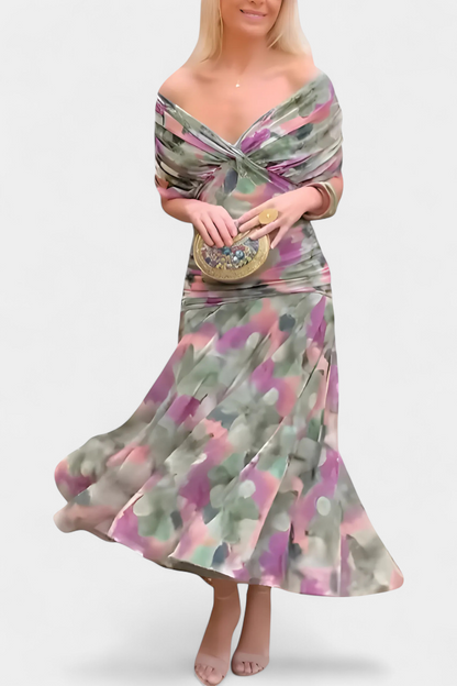 Amaranta – Vestido maxi floral con escote en V para mujer