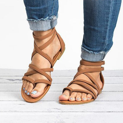 Elianor - Sandalias Planas de Moda con Correas Cruzadas y Estilo Simple De Verano para Mujer