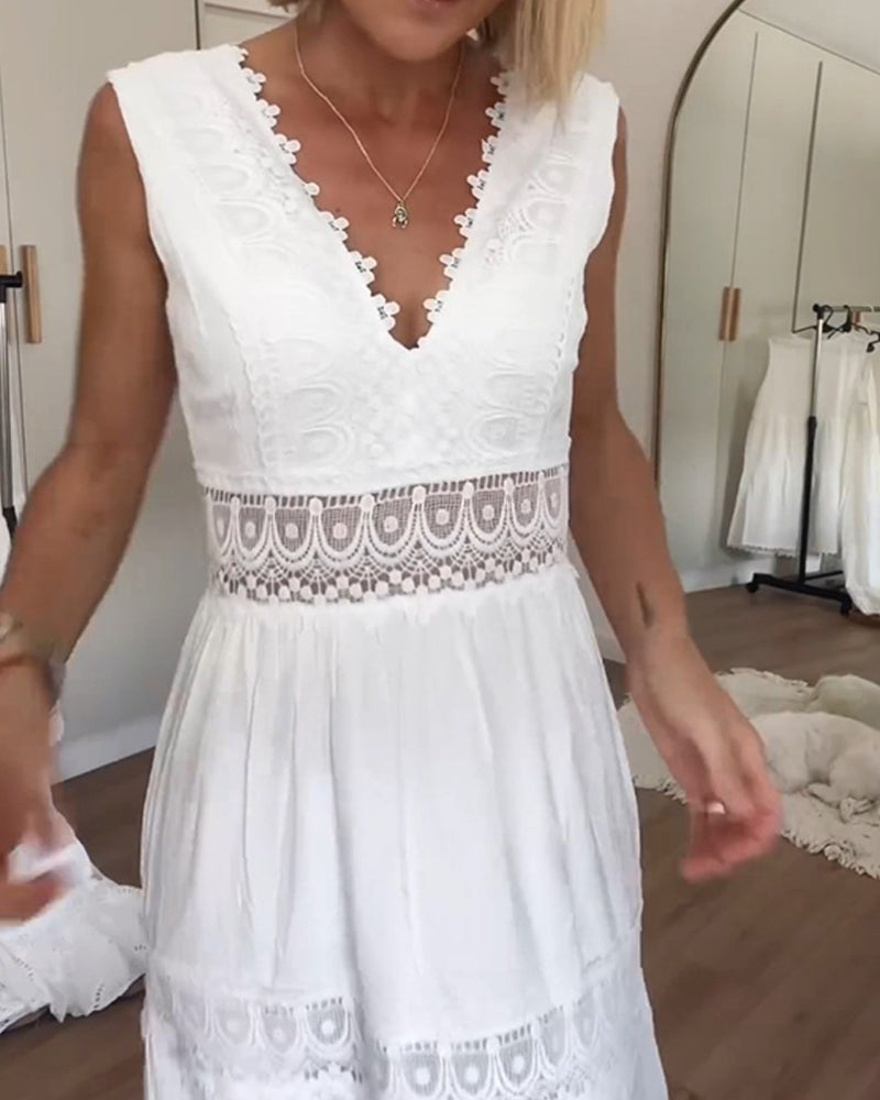 Aurelie – Vestido elegante de encaje con escote en V para mujer