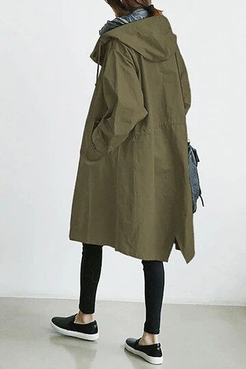 ISABELLA - Gabardina larga con capucha y cuello alto para mujer
