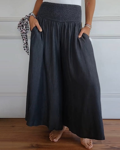 Pantalón recto de mujer con cintura elástica y caída fluida – MIRA