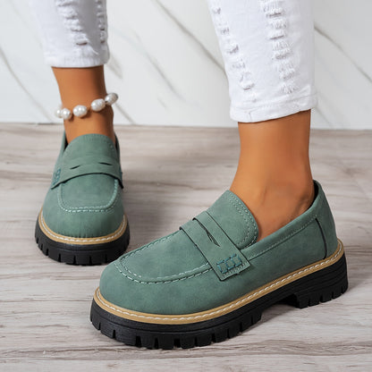 Elegantes y cómodos mocasines de mujer con diseño retro y suela gruesa – VIVIANA