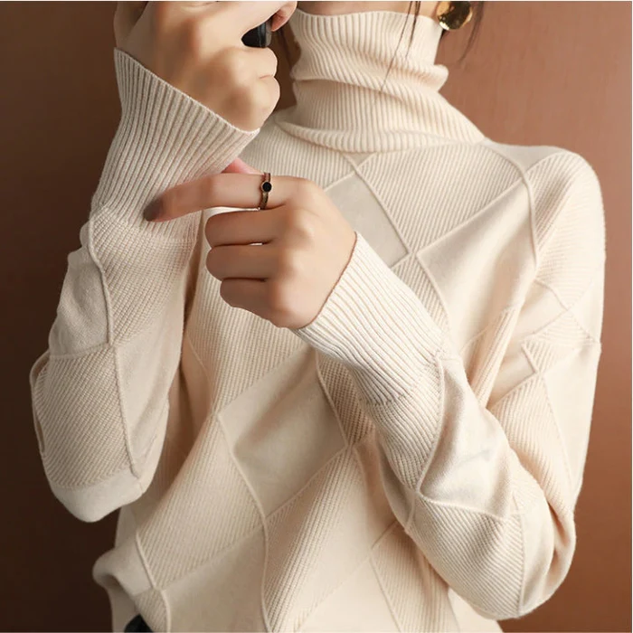 ISAURA - Suéter de punto con cuello alto y acogedor para mujeres