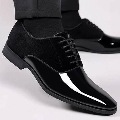 Zapatos de vestir con cordones para hombre y puntera brillante – LORENZO DI FÉRRO