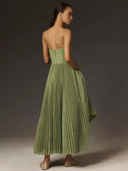 Vestido plisado con bustier y tirantes finos – ROSARIO