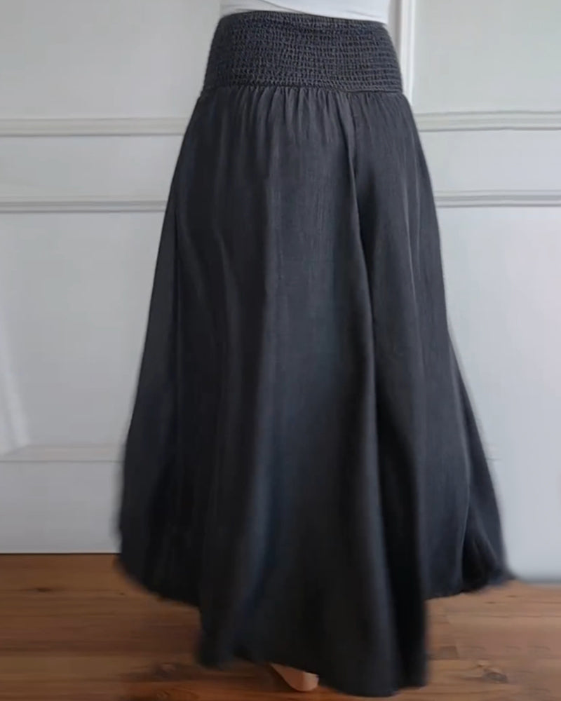 Pantalón recto de mujer con cintura elástica y caída fluida – MIRA