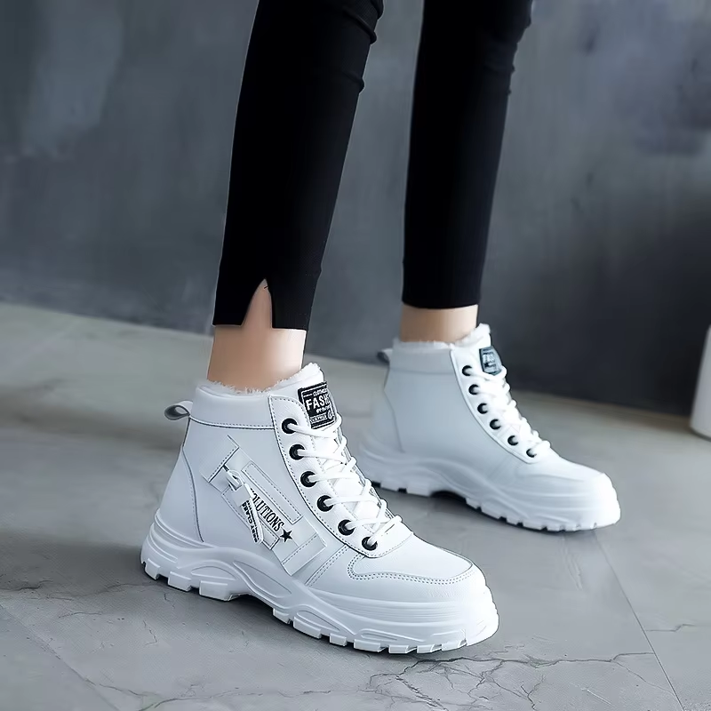 MAREN - Botines de invierno con estampado de letras y punta redonda para mujer