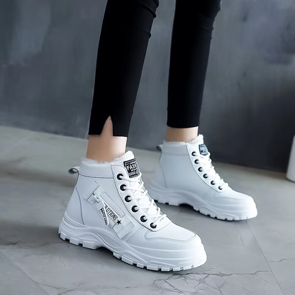 MAREN - Botines de invierno con estampado de letras y punta redonda para mujer