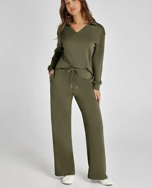 Conjunto lounge de dos piezas para mujer con tacto suave y estilo relajado – LYANA