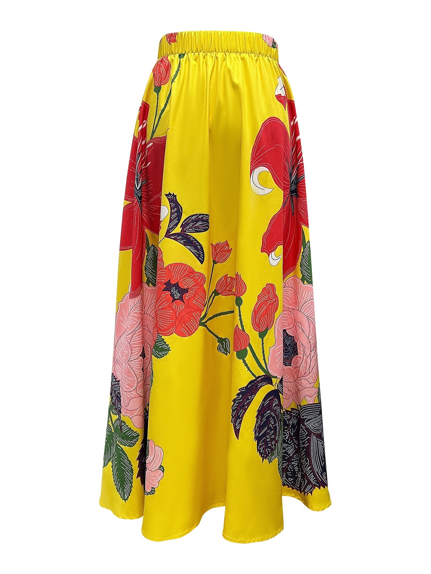 Falda Maxi de Flores con Cintura Alta para Mujeres Modernas – AGATA