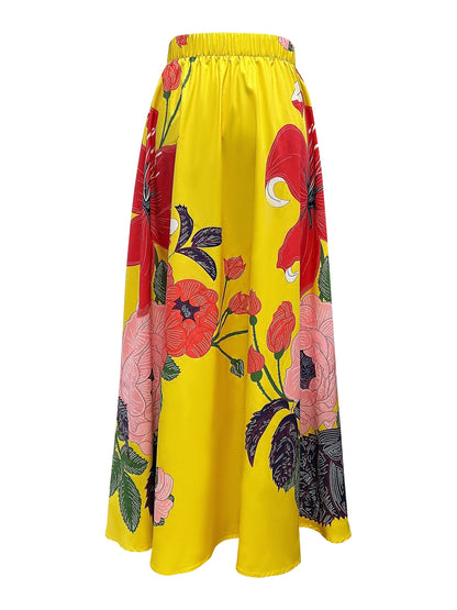 Falda Maxi de Flores con Cintura Alta para Mujeres Modernas – AGATA