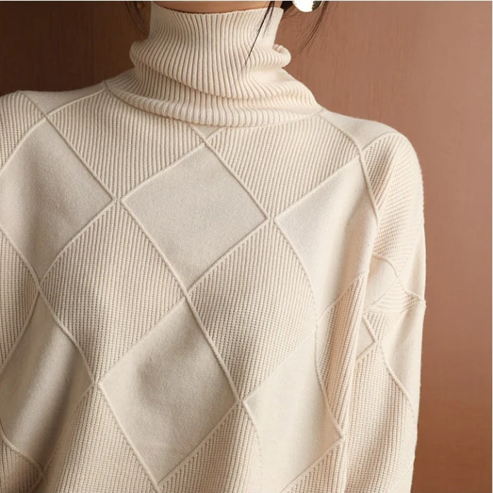 ISAURA - Suéter de punto con cuello alto y acogedor para mujeres