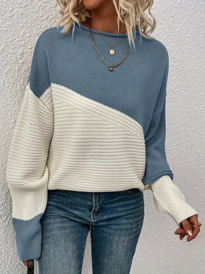LIV - Suéter de punto con diseño de bloques de color para mujer