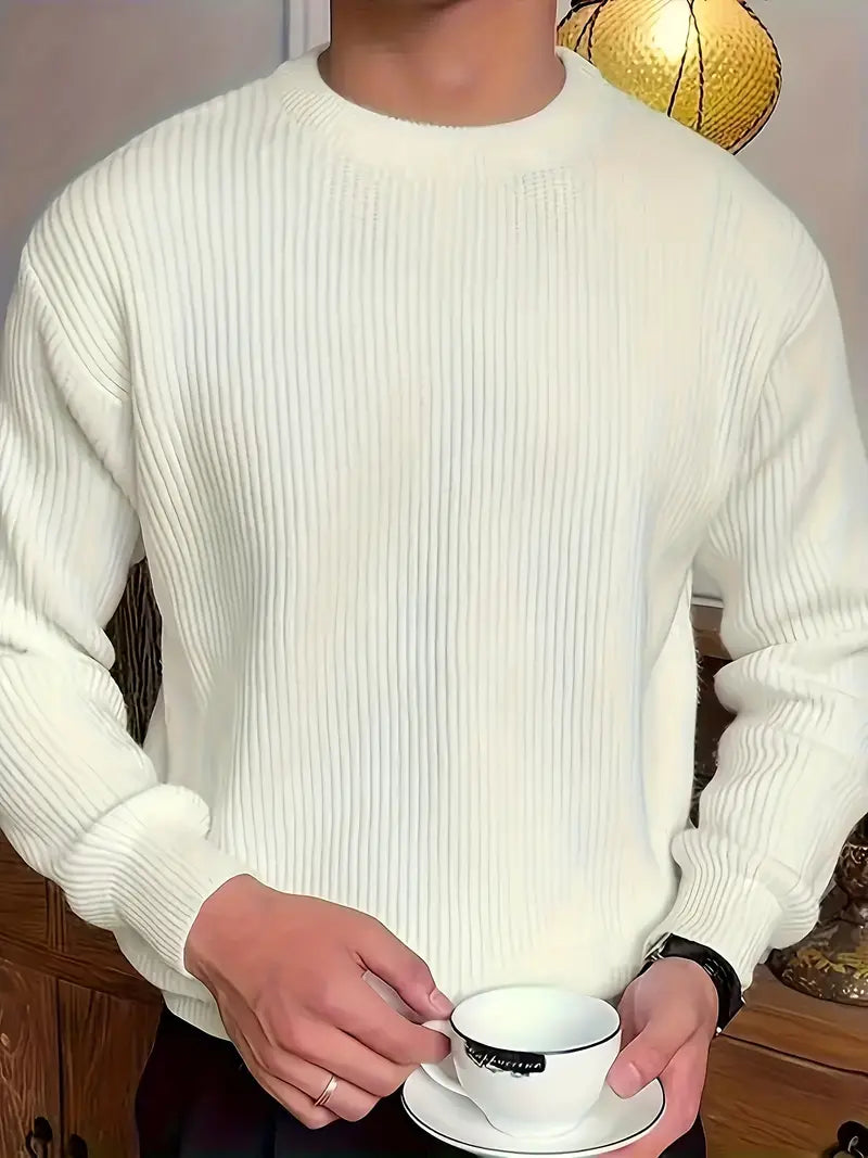 Jersey de punto grueso para hombre con cuello redondo – MONTARO
