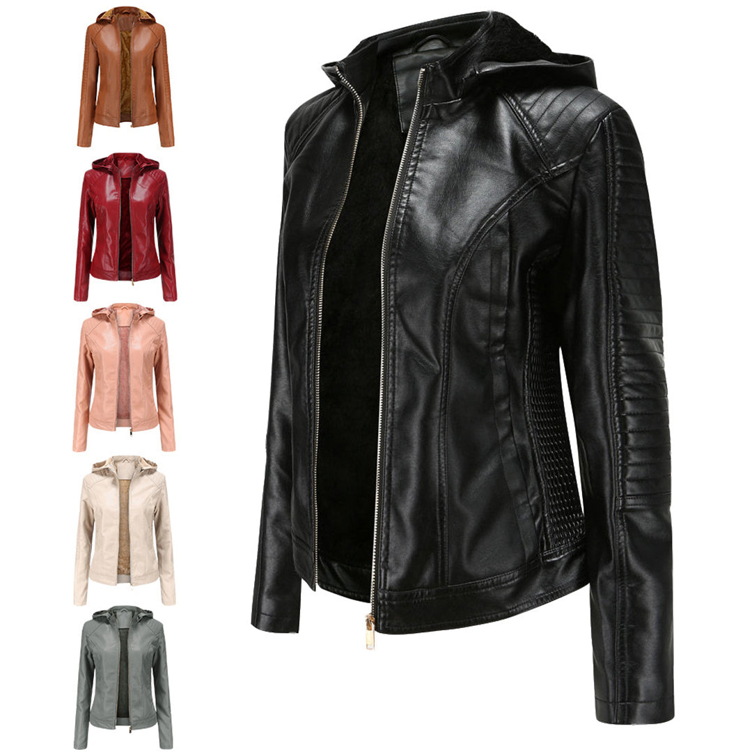 INAYA – Chaqueta de cuero versátil con múltiples opciones para mujer