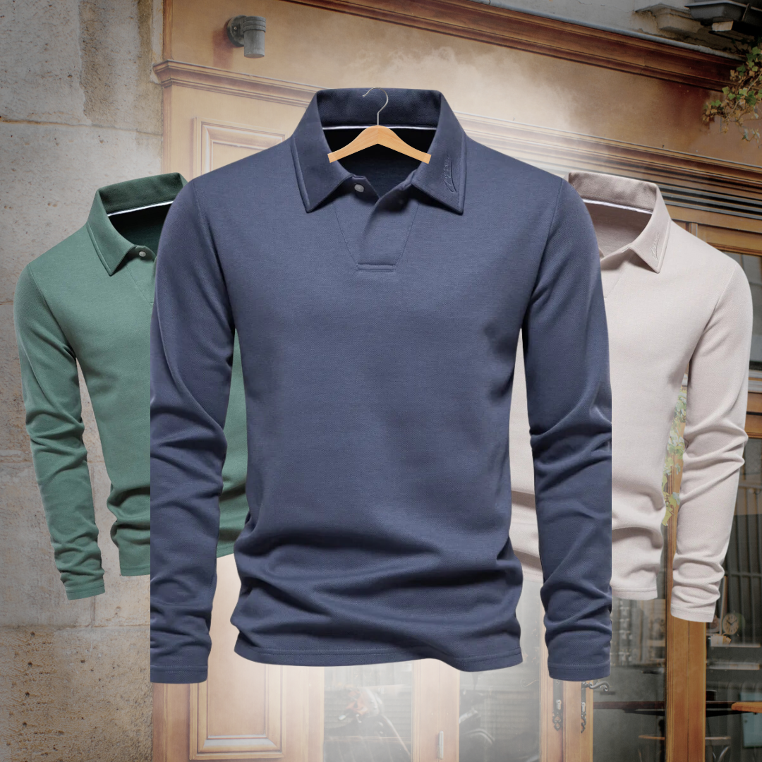 EMILIO - Camisa casual de manga larga con cuello para hombre