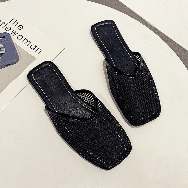 Mocasines elegantes con malla transparente y punta cuadrada – VELURIA