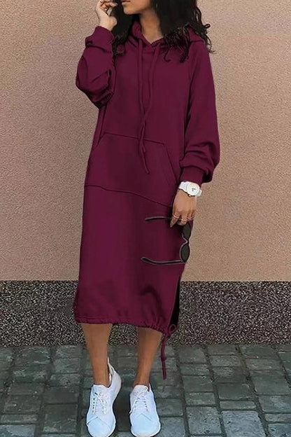 Vestido sudadera largo con capucha para mujer – ANGELIKA