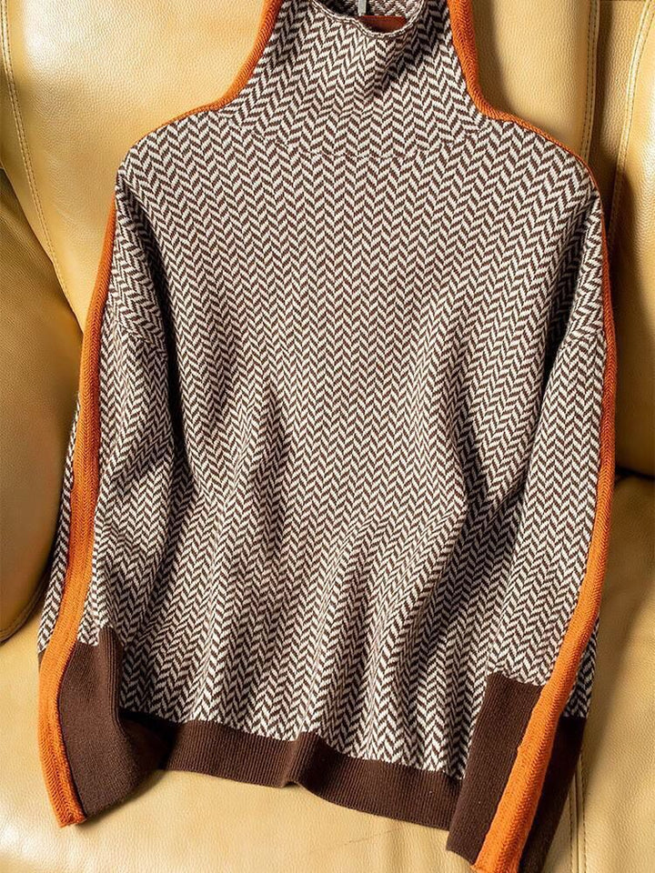 Jersey de mujer con cuello alto en mezcla de cachemira – ANITA