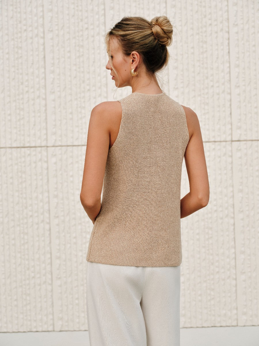 Aurelia – Top sin mangas con cuello halter cruzado para mujer