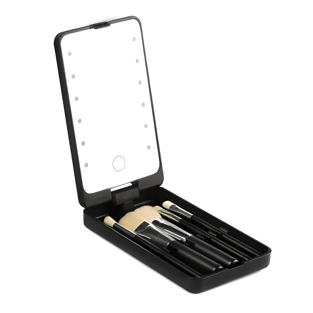 Set de brochas de maquillaje para viaje con estuche elegante – ROSALIE