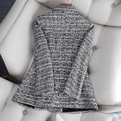Blazer entallado de encaje y cuadros con diseño femenino – ALTHEA
