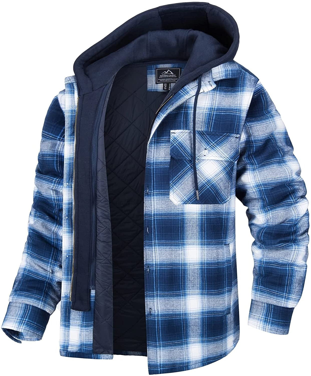 ERIK - Chaqueta a cuadros con capucha y cremallera para hombre