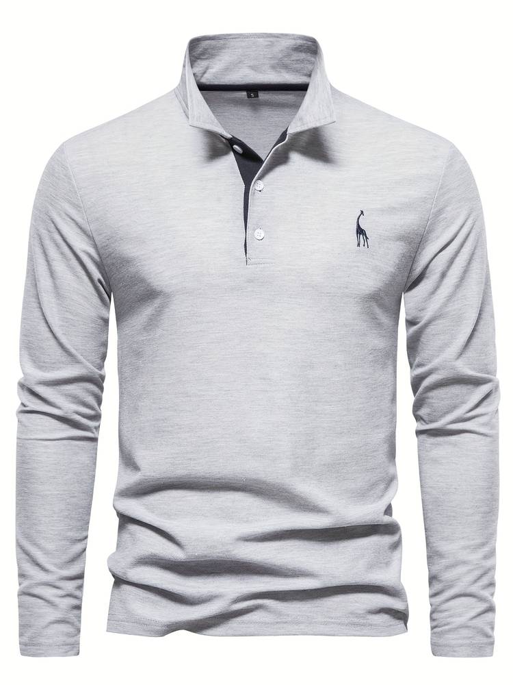 HUGGO - Polo de manga larga con detalles en contraste para hombre