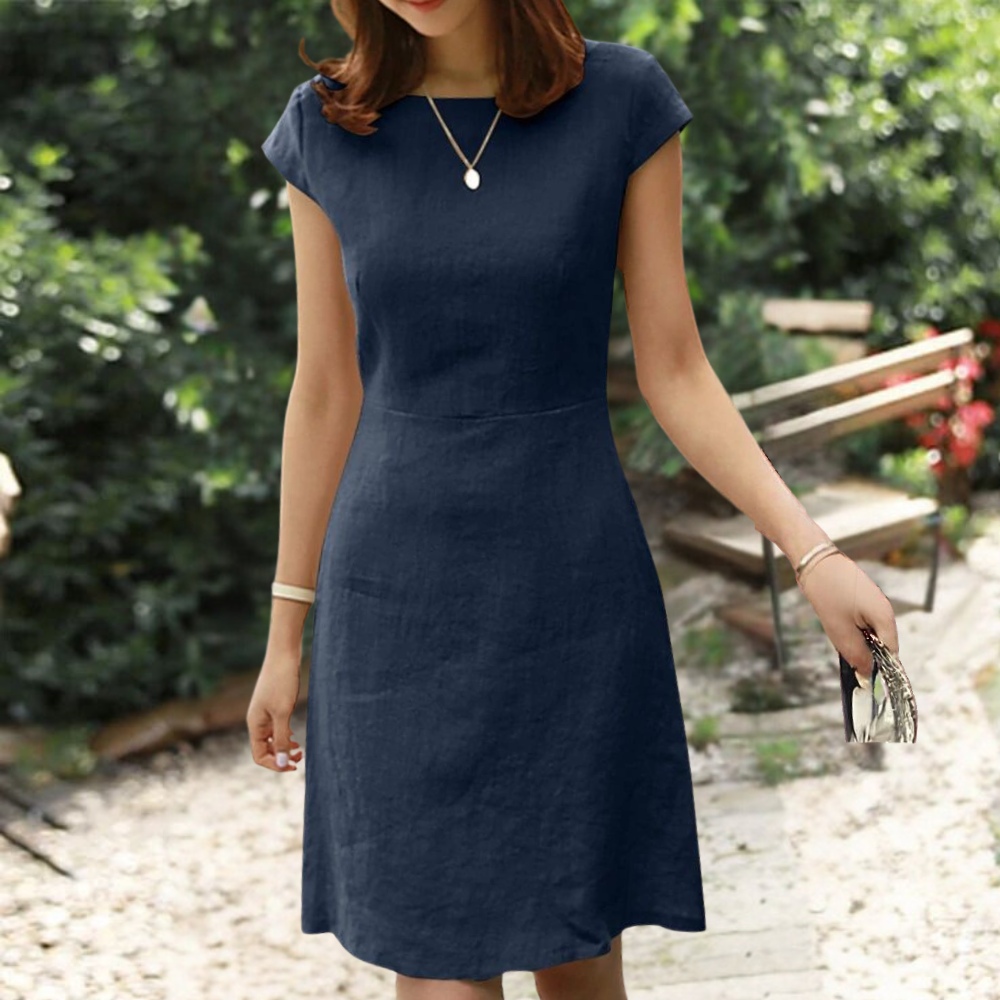 Vestido Midi Efecto Liso para Mujeres con Estilo Casual y Elegante – AGNETE