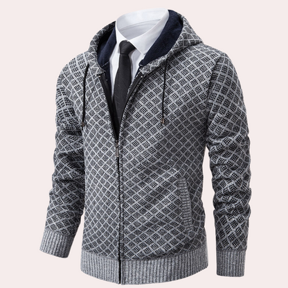 IZAN - Cárdigan de punto para hombre con capucha